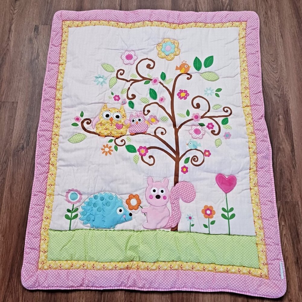 Kidsline Pink Baby Owl Crib Tree Quilt Blanket Animals Blanket Dena 34 x 42